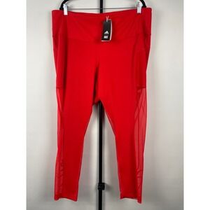 Adidas Ivy Park Womens Red Mesh Panel High Rise Leggings Tights HH9732 4X